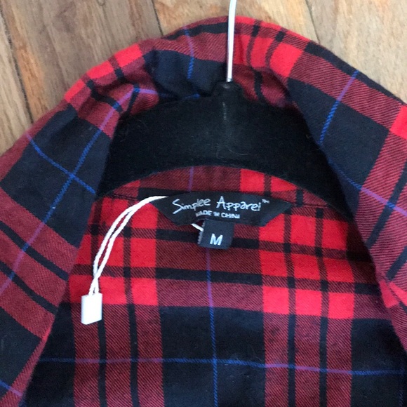 Red black and blue quarter sleeve flannel - Picture 3 of 3